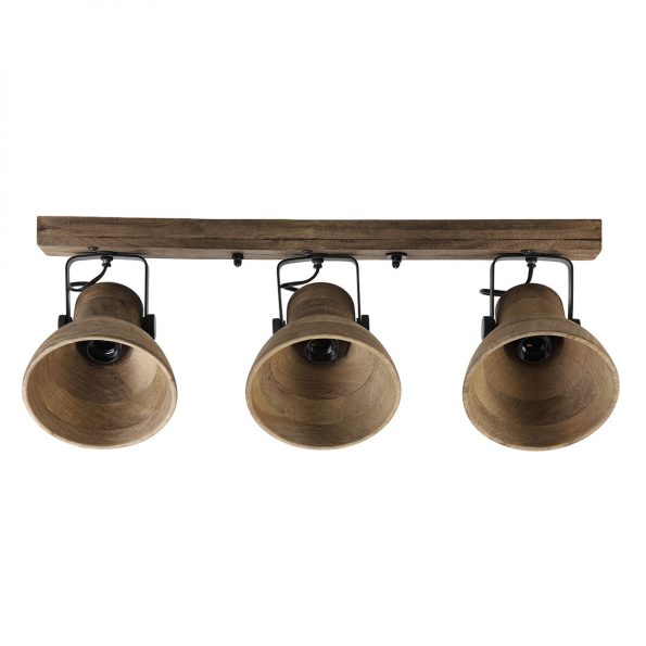 Houten landelijke drielichts plafondlamp Ilanio beige - Afbeelding 2