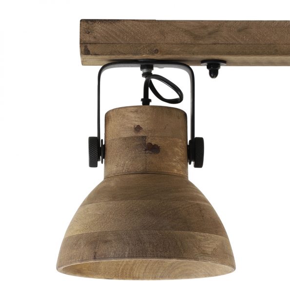 Houten landelijke drielichts plafondlamp Ilanio beige - Afbeelding 3