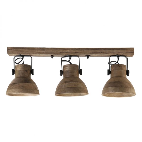 Houten landelijke drielichts plafondlamp Ilanio beige-2939B