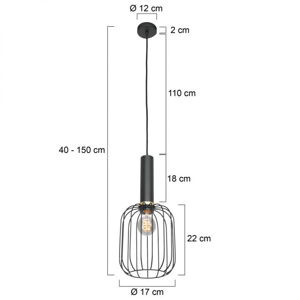Industriële hanglamp Aureole zwart ø 17 cm - Afbeelding 7