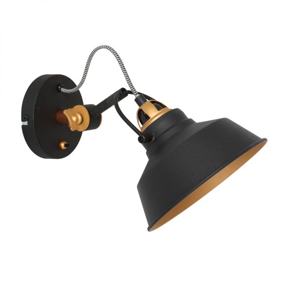 Metalen industriële zwarte wandlamp Nové-3087ZW