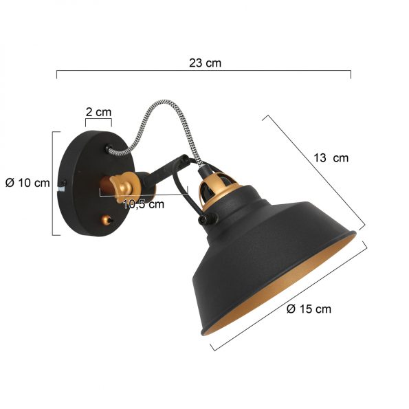 Industriële wandlamp Nove zwart - Afbeelding 5