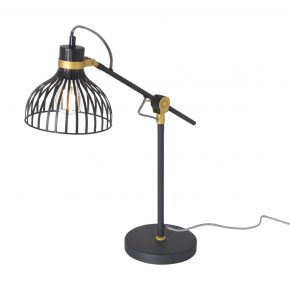 Metalen industriële tafellamp Dunbar zwart-3090ZW