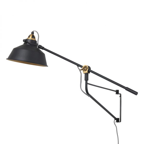 Industriële metalen wandlamp Nové zwart-3092ZW