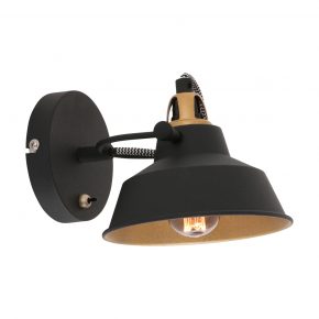 Metalen industriële wandlamp Nové zwart-3326ZW