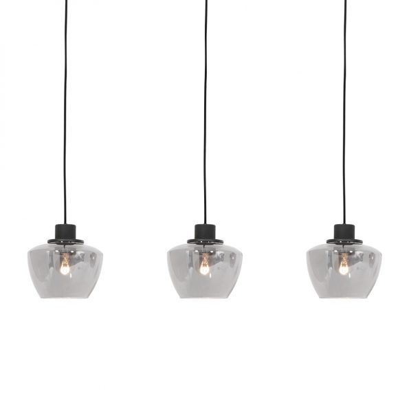 Moderne drielichts hanglamp smoke glas Noirver zwart-3350ZW