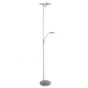 Staande uplighter vloerlamp met leesarm Zodiac staal-7972ST