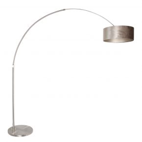 Moderne booglamp met grijze kap Sparkled staal-8125ST