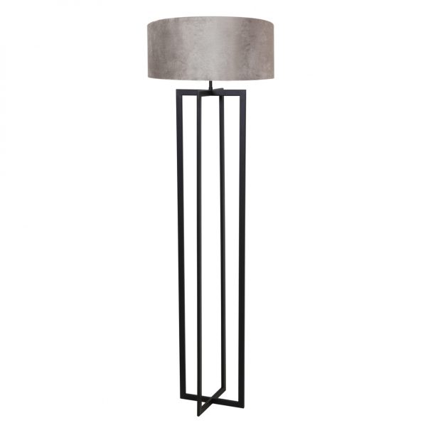 Metalen staande schemerlamp met kap Mace grijs-8283ZW