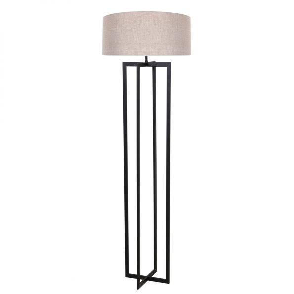 Metalen moderne staande vloerlamp met kap Mace Bruin-8286ZW