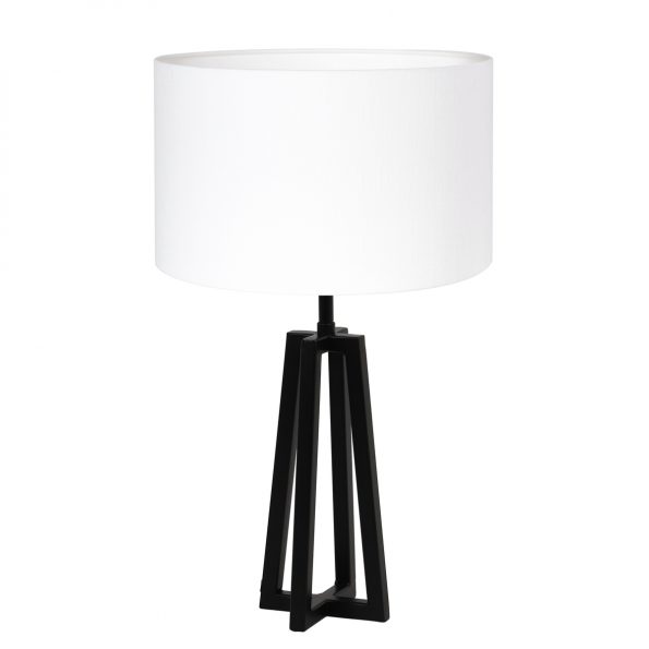 Metalen moderne tafellamp met kap Miley wit-8322ZW