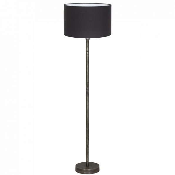 Metalen industriële staande lamp met kap Undai zwart-8427ZW