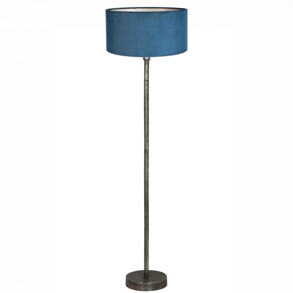 Metalen industriële vloerlamp met kap Undai blauw-8428ZW