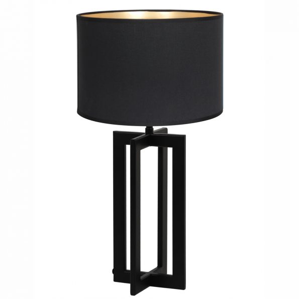 Zwarte metalen moderne tafellamp met kap Mace zwart-8459ZW