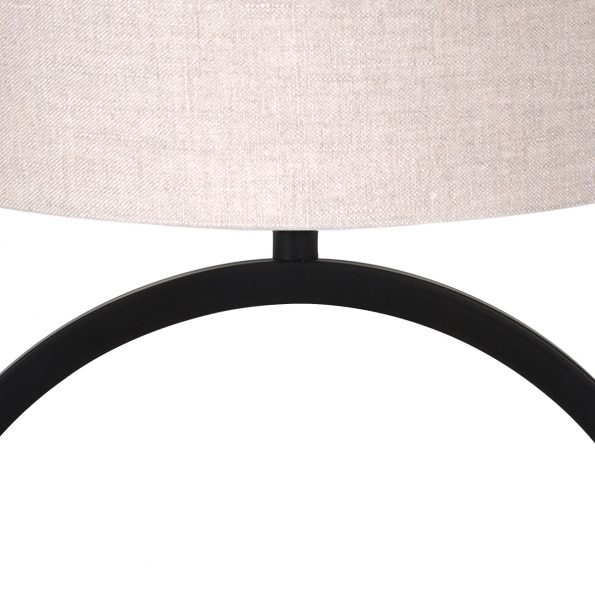 Ronde metalen moderne tafellamp met kap Liva beige - Afbeelding 2