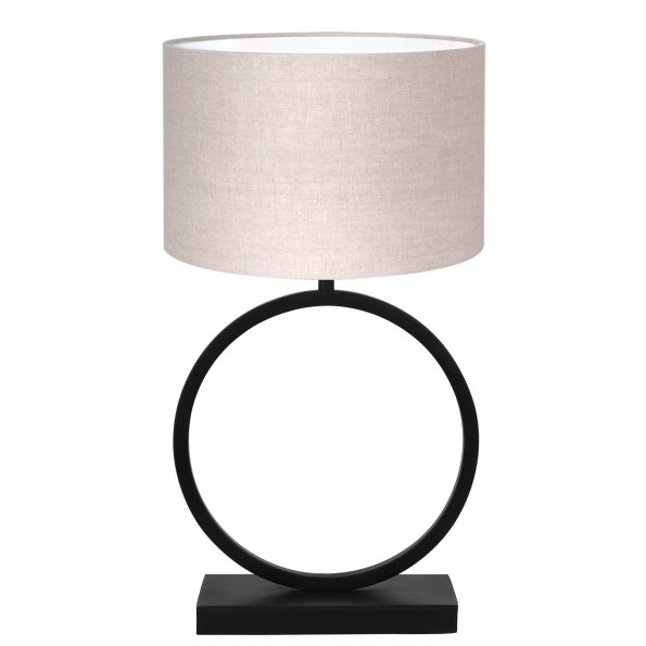 Ronde metalen moderne tafellamp met kap Liva beige-8483ZW