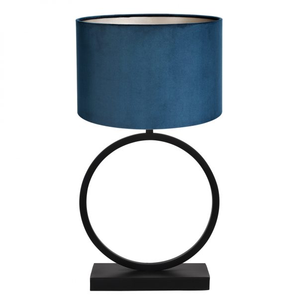 Metalen ronde tafellamp met kap Liva blauw-8484ZW