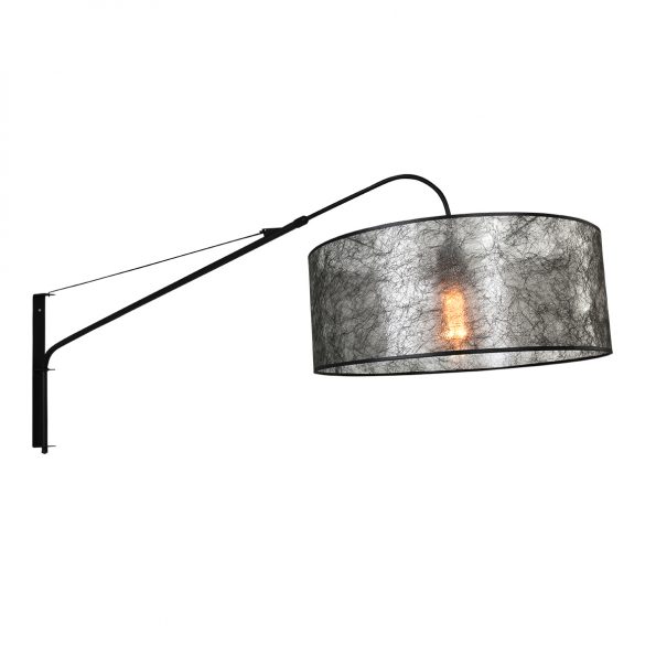 Moderne metalen wandlamp met lange arm en kap Gramineus grijs-9320ZW