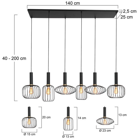 Industriële hanglamp Aureole zwart - Afbeelding 8