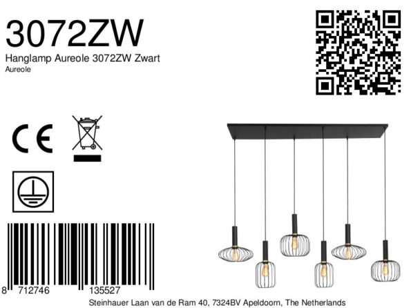 Industriële hanglamp Aureole zwart - Afbeelding 9