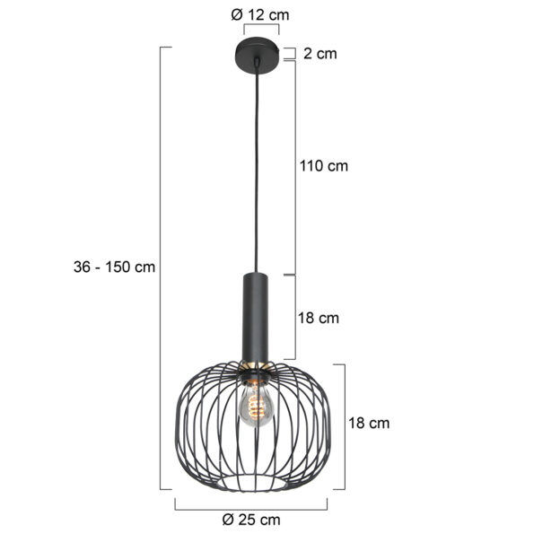 Industriële hanglamp Aureole zwart ø 25 cm - Afbeelding 6