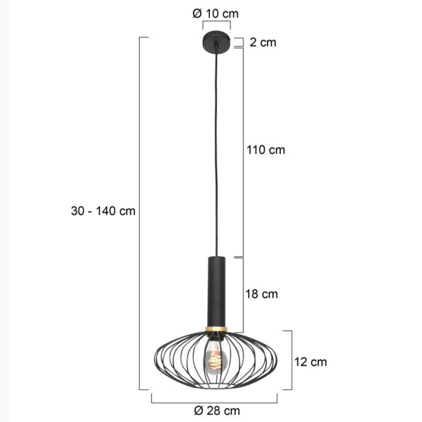 Industriële hanglamp Aureole zwart ø 28 cm - Afbeelding 8