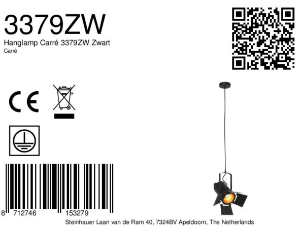 Industriële hanglamp Carree zwart - Afbeelding 7