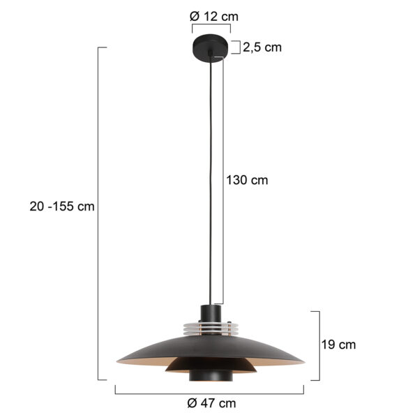 Industriële hanglamp Flinter zwart ø 47 cm - Afbeelding 7