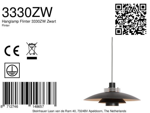 Industriële hanglamp Flinter zwart ø 47 cm - Afbeelding 8