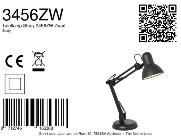 Industriële tafellamp Study zwart - Afbeelding 8