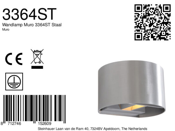 Industriële wandlamp Muro staal - Afbeelding 7