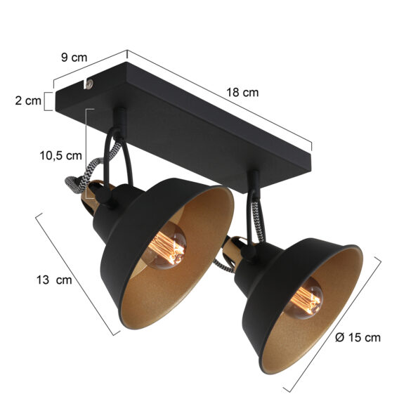 Industriële wandlamp Nove zwart - Afbeelding 6