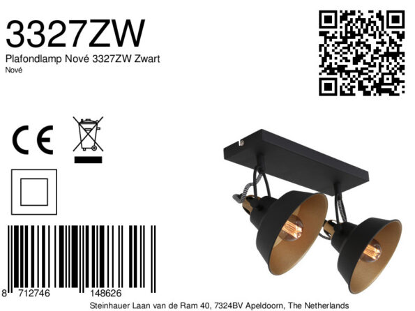Industriële wandlamp Nove zwart - Afbeelding 7