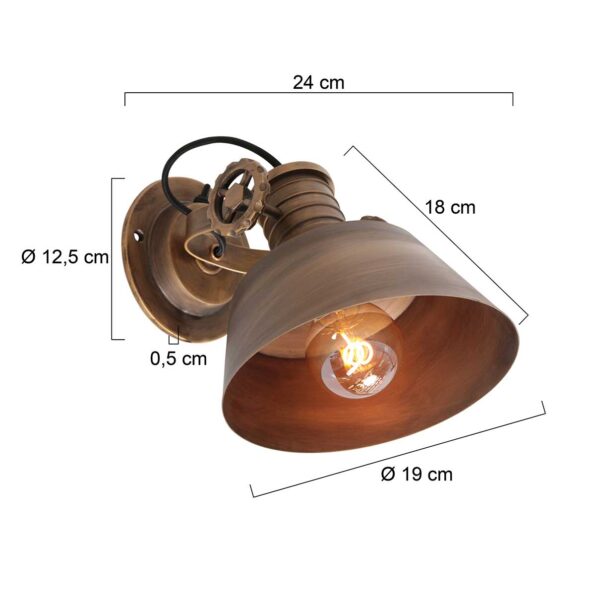 Industriële wandlamp Sprocket brons - Afbeelding 6