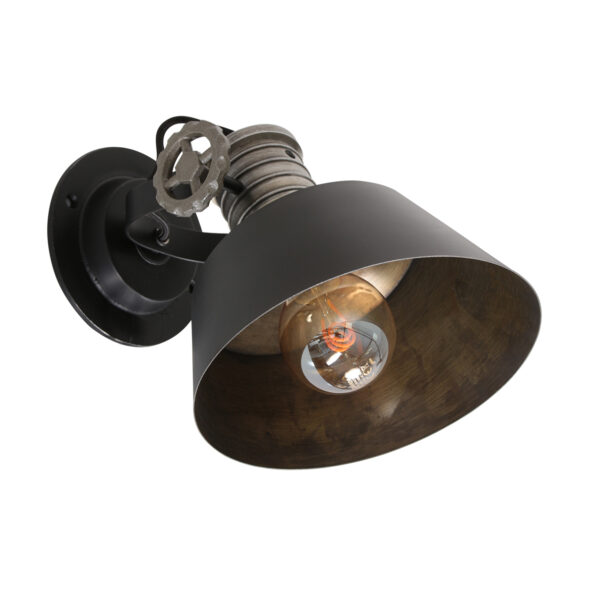 Industriële wandlamp Sprocket zwart - Afbeelding 2