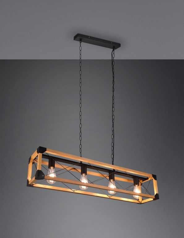 Industriële hanglamp Tenali zwart - Afbeelding 4