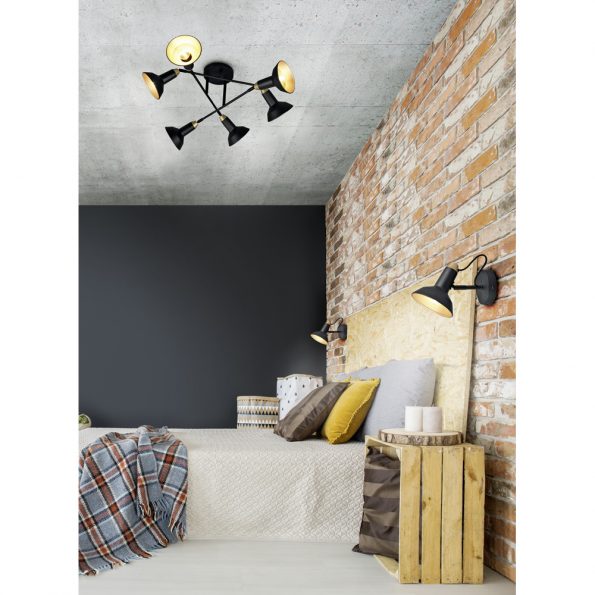 Industriële plafonniere Roxie zwart ø 66 cm - Afbeelding 3