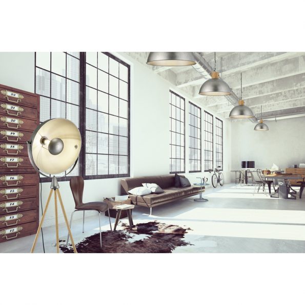 Industriële vloerlamp Delhi nikkel ø 66 cm - Afbeelding 4