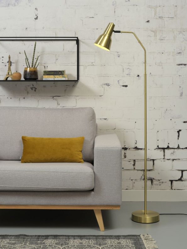 Industriële vloerlamp Valencia goud - Afbeelding 2