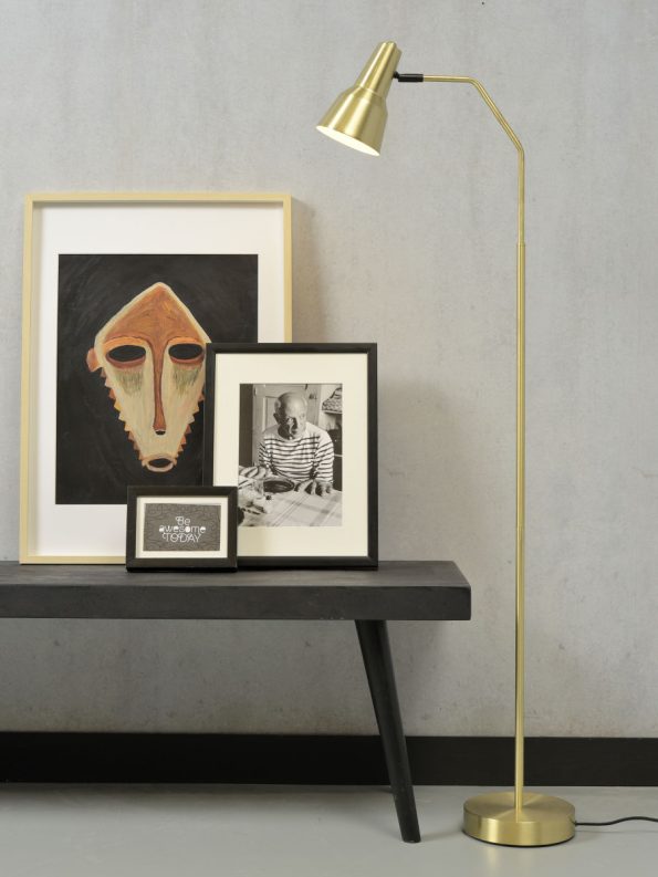 Industriële vloerlamp Valencia goud - Afbeelding 5