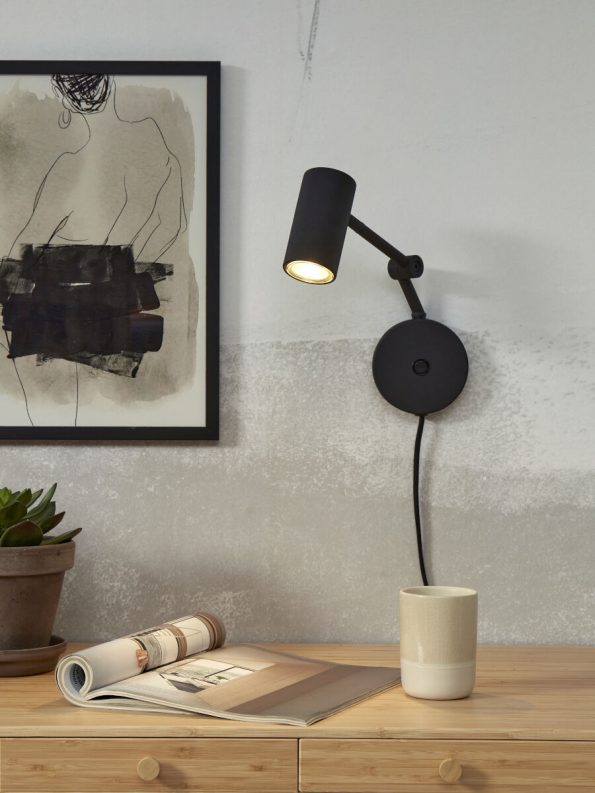 Industriële wandlamp Montreux zwart ø 6 cm - Afbeelding 2