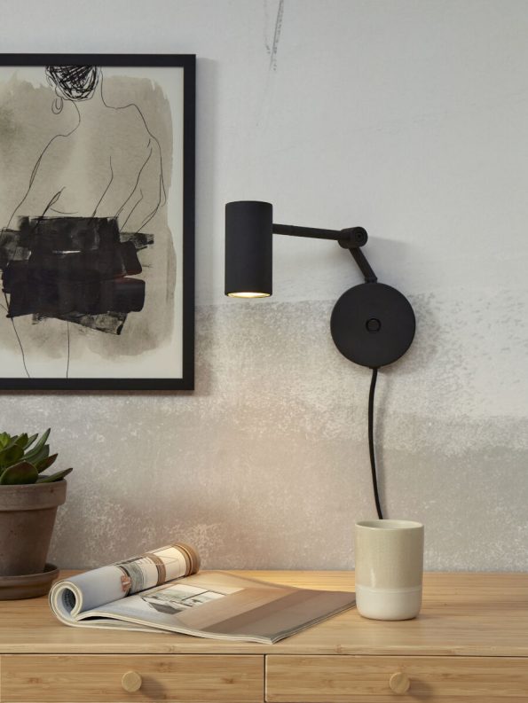 Industriële wandlamp Montreux zwart ø 6 cm - Afbeelding 5