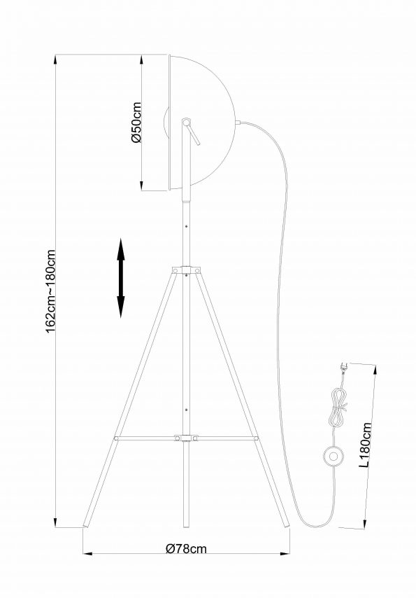 Industriële vloerlamp Xirena chroom ø 78 cm - Afbeelding 4