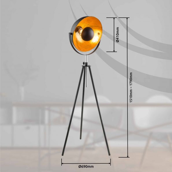 Industriële vloerlamp Lenn zwart ø 69 cm - Afbeelding 3