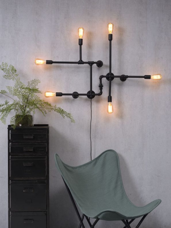 Industriële wandlamp Nashville zwart - Afbeelding 2
